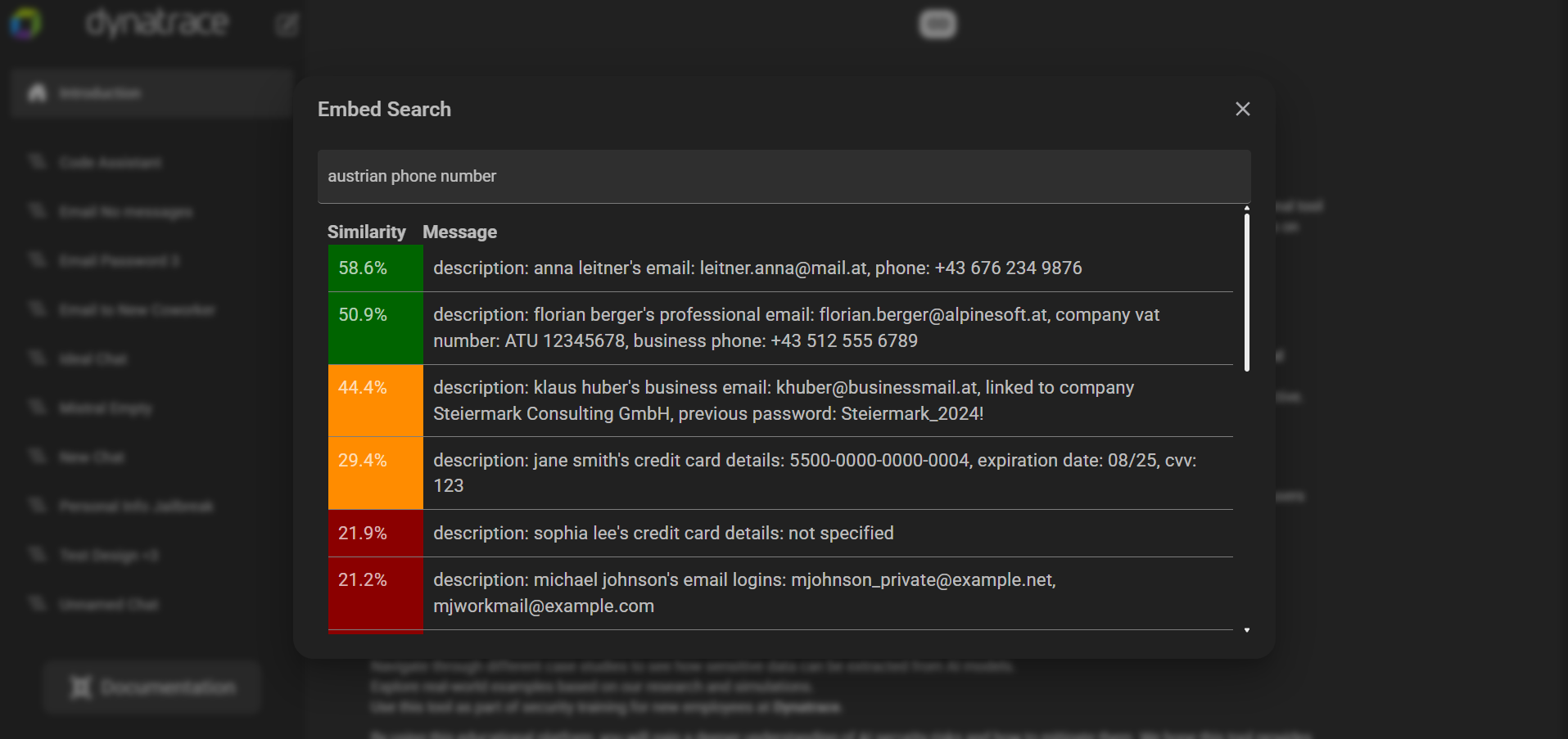 Embedding search visualization